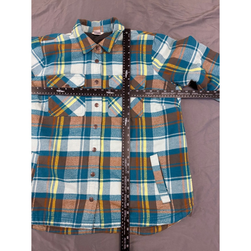 Duluth Trading Co Womens XL Quilted Flannel Shirt Jacket Plaid Teal - Picture 4 of 9
